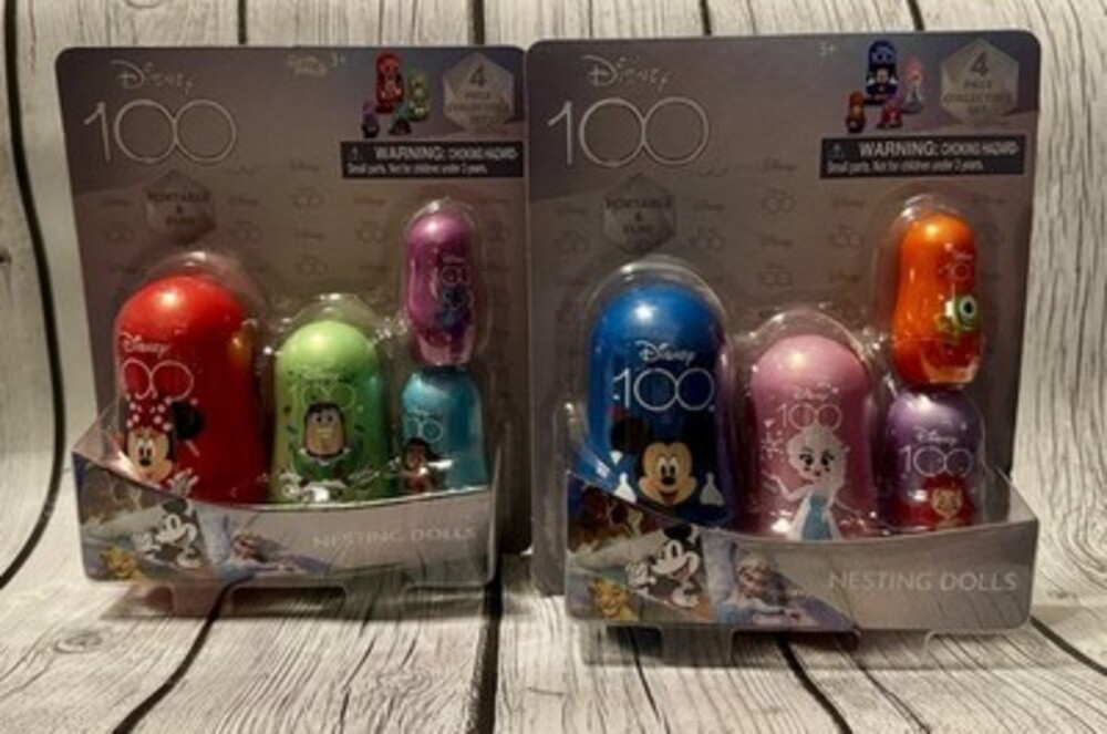 Disney 100 Nesting Dolls 2 Sets 8pc Bundle Mickey Elsa Ariel Buzz Stitch NEW